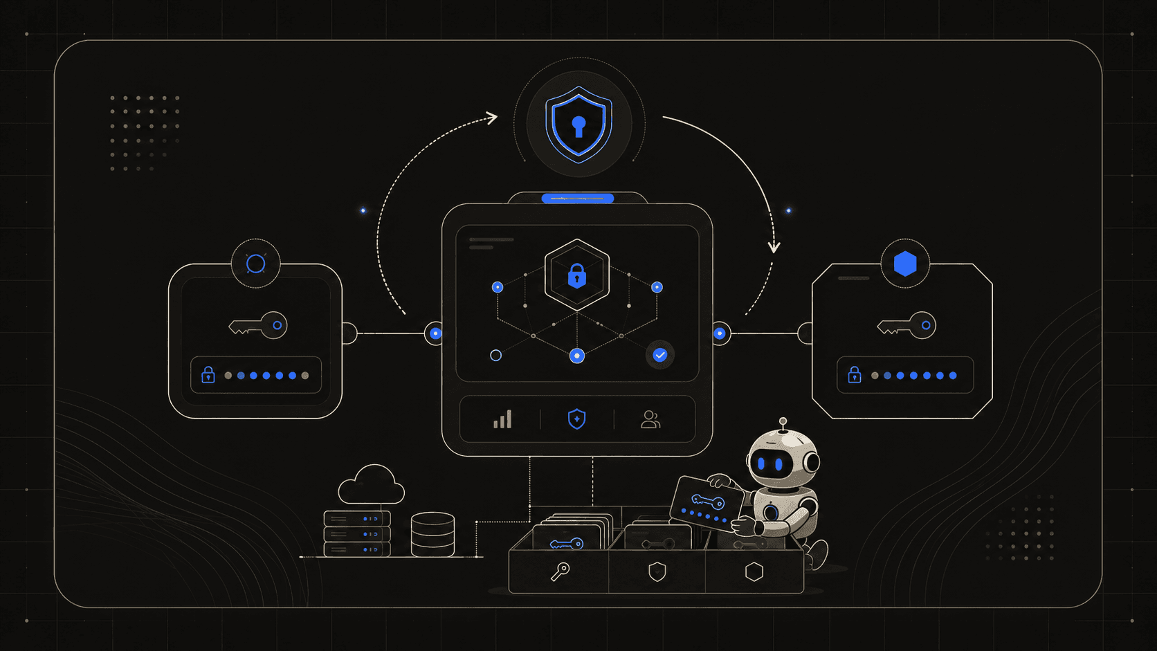 Project API keys flowing through controlled environment slots and server-side checks.